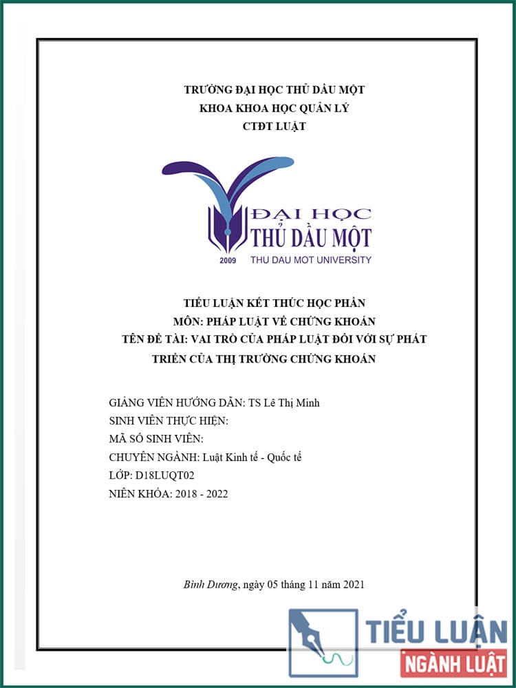 [Tiểu luận 2021] Vai trò của pháp luật đối với sự phát triển của thị trường chứng khoán