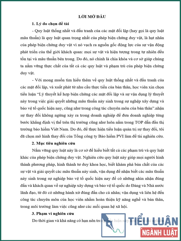 [Tiểu luận 2022] Vấn đề kết hợp biện chứng các mặt đối lập và sự vận dụng nó vào hoạt động chuyên môn