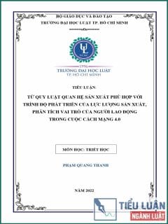 [Tiểu luận 2022] Từ quy luật quan hệ sản xuất phù hợp với trình độ phát triển của lực lượng sản xuất, phân tích vai trò của người lao động trong cuộc cách mạng 4.0