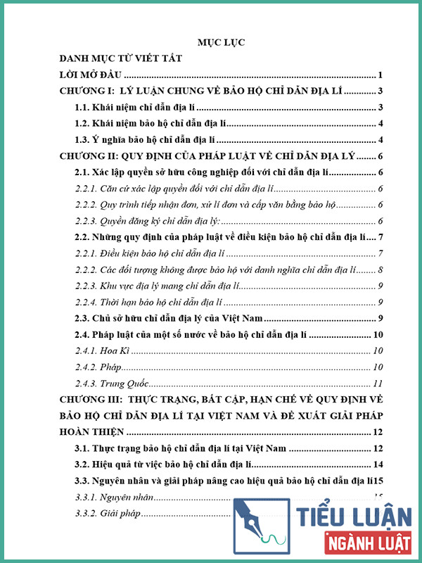 [Tiểu luận 2021] Bảo hộ chỉ dẫn địa lý theo pháp luật sở hữu trí tuệ Việt Nam