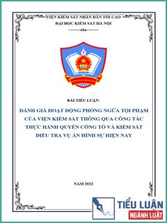 [Tiểu luận 2022] Đánh giá hoạt động phòng ngừa tội phạm của Viện kiểm sát thông qua công tác thực hành quyền công tố và kiểm sát điều tra vụ án hình sự hiện nay