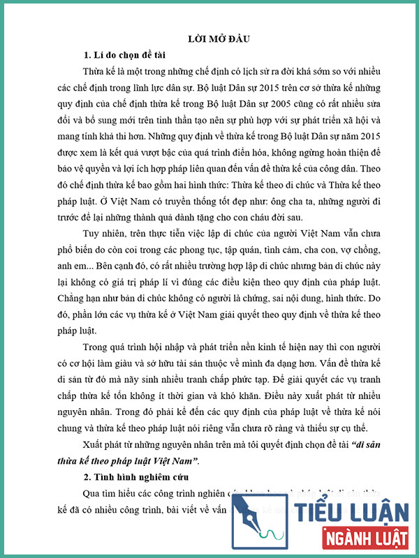 [Tiểu luận 2022] Di sản thừa kế theo pháp luật Việt Nam