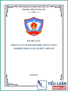 [Tiểu luận 2021] Pháp luật về bảo hộ đối với kiểu dáng công nghiệp của Luật Sở hữu trí tuệ năm 2005 (sửa đổi, bổ sung năm 2009) và một số kiến nghị