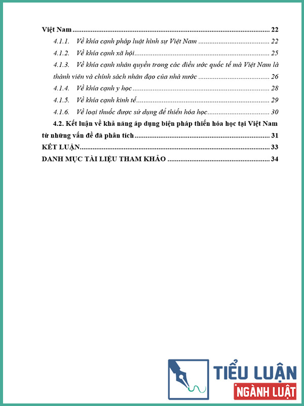 [Tiểu luận 2022] Dự liệu khả năng cấy ghép biện pháp thiến hóa học vào pháp luật Việt Nam