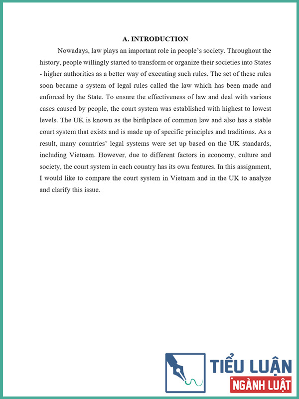 [Essay 2022] Compare the court system in Vietnam and in the UK