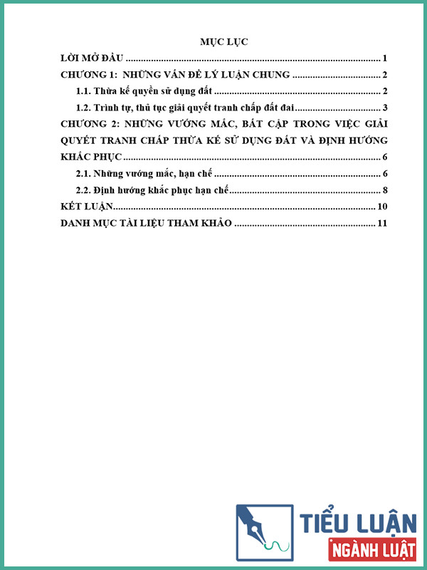 [Tiểu luận 2022] Những tồn tại, bất cập và vướng mắc phát sinh trong quá trình giải quyết tranh chấp về thừa kế quyền sử dụng đất, đề xuất hướng khắc phục