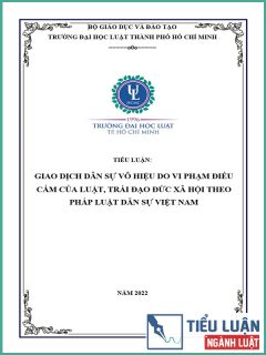 [Tiểu luận 2022] Giao dịch dân sự vô hiệu do vi phạm điều cấm của luật, trái đạo đức xã hội theo pháp luật dân sự Việt Nam