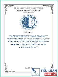 [Tiểu luận 2022] Từ phân tích thực trạng pháp luật Thuế Thu nhập cá nhân ở Việt Nam, cho biết các đề xuất, kiến nghị nhằm hoàn thiện quy định về Thuế Thu nhập cá nhân hiện nay