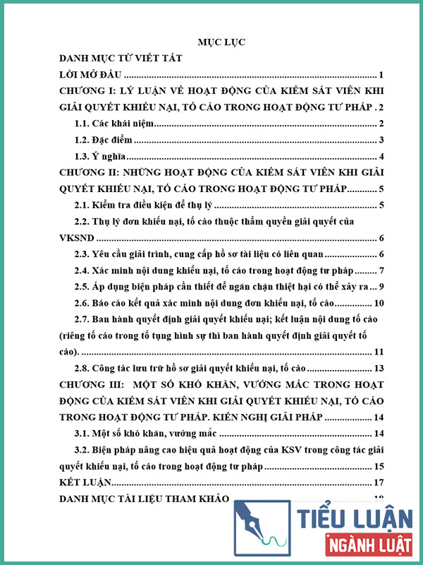 [Tiểu luận 2021] Trình bày hoạt động của Kiểm sát viên khi giải quyết khiếu nại, tố cáo trong hoạt động tư pháp