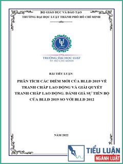 [Tiểu luận 2022] Phân tích các điểm mới của Bộ luật Lao động năm 2019 về tranh chấp lao động và giải quyết tranh chấp lao động. Đánh giá sự tiến bộ của Bộ luật Lao động năm 2019 so với Bộ luật Lao động năm 2012