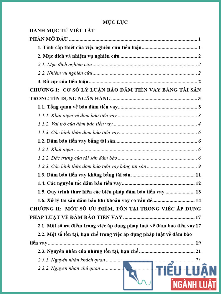[Tiểu luận 2021] Đánh giá ưu điểm, tồn tại đối với pháp luật bảo đảm tiền vay ở nước ta hiện nay và đề xuất hướng hoàn thiện
