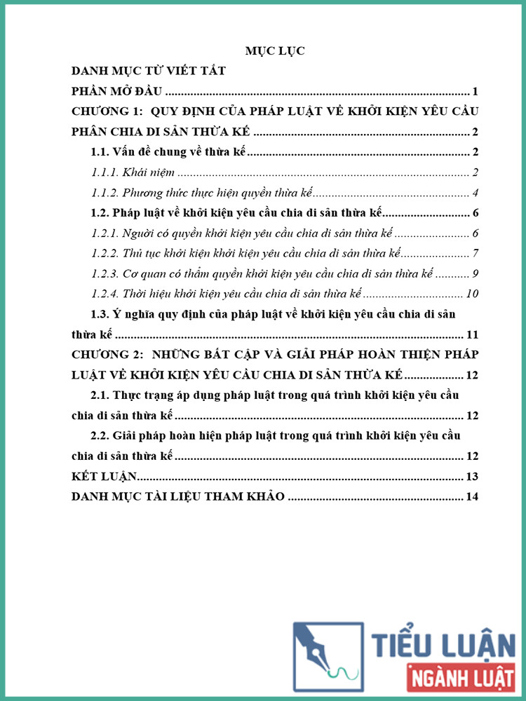 [Tiểu luận 2021] Pháp luật về khởi kiện yêu cầu chia di sản thừa kế: Bất cập và giải pháp hoàn thiện?