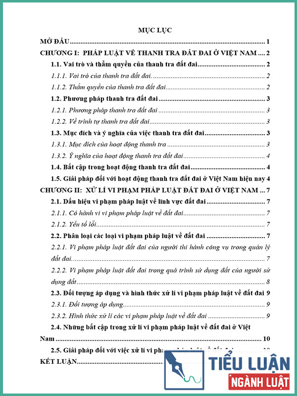 [Tiểu luận 2022] Pháp luật về thanh tra và xử lý vi phạm pháp luật về đất đai ở Việt Nam? Liên hệ thực tế?