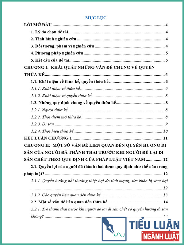 [Tiểu luận 2022] Quyền hưởng di sản của người đã thành thai trước khi người để lại di sản chết theo quy định của Pháp luật Việt Nam