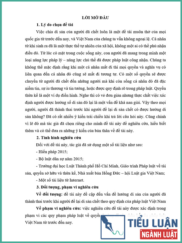 [Tiểu luận 2022] Quyền hưởng di sản của người đã thành thai trước khi người để lại di sản chết theo quy định của Pháp luật Việt Nam