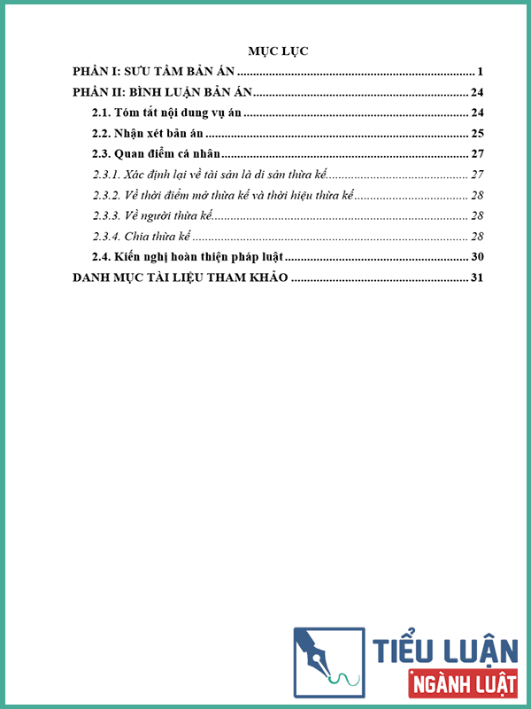 [Tiểu luận 2022] Sưu tầm bản án của Toà án liên quan đến việc giải quyết các tranh chấp về xác định các tài sản là di sản thừa kế mà theo quan điểm của anh/chị bản án đó chưa phù hợp với quy định của pháp luật
