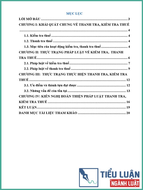 [Tiểu luận 2022] Thực trạng pháp luật về kiểm tra, thanh tra thuế và một số kiến nghị