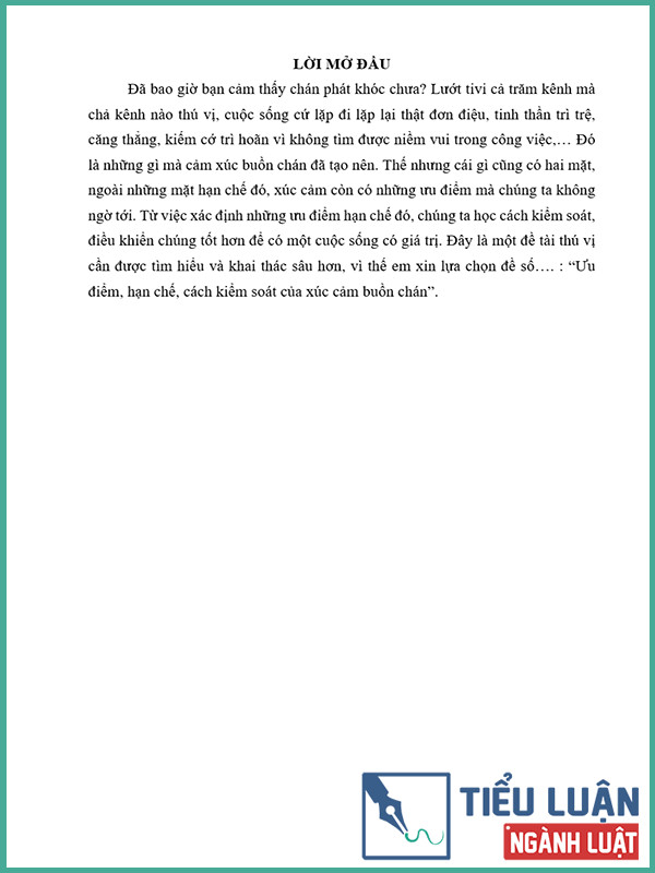[Tiểu luận 2022] Ưu điểm, hạn chế, cách kiểm soát của xúc cảm buồn chán