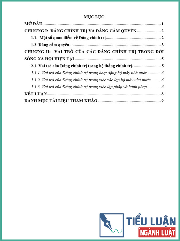 [Tiểu luận 2022] Đảng chính trị và Đảng cầm quyền? Vai trò của các Đảng chính trị trong đời sống xã hội hiện tại?
