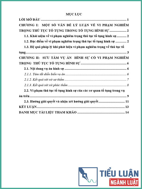 [Tiểu luận 2021] Vi phạm nghiêm trọng thủ tục tố tụng trong tố tụng hình sự