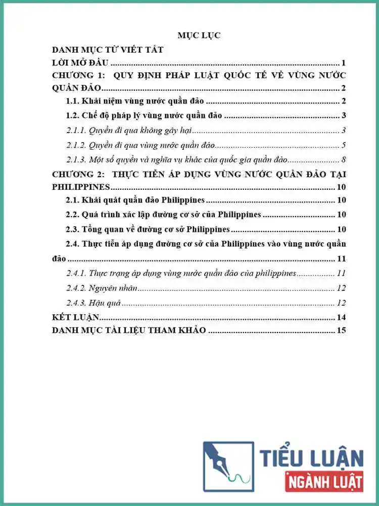 [Tiểu luận 2021] Công ước Luật Biển năm 1982 về vùng nước quần đảo: Thực tiễn áp dụng tại Philippines