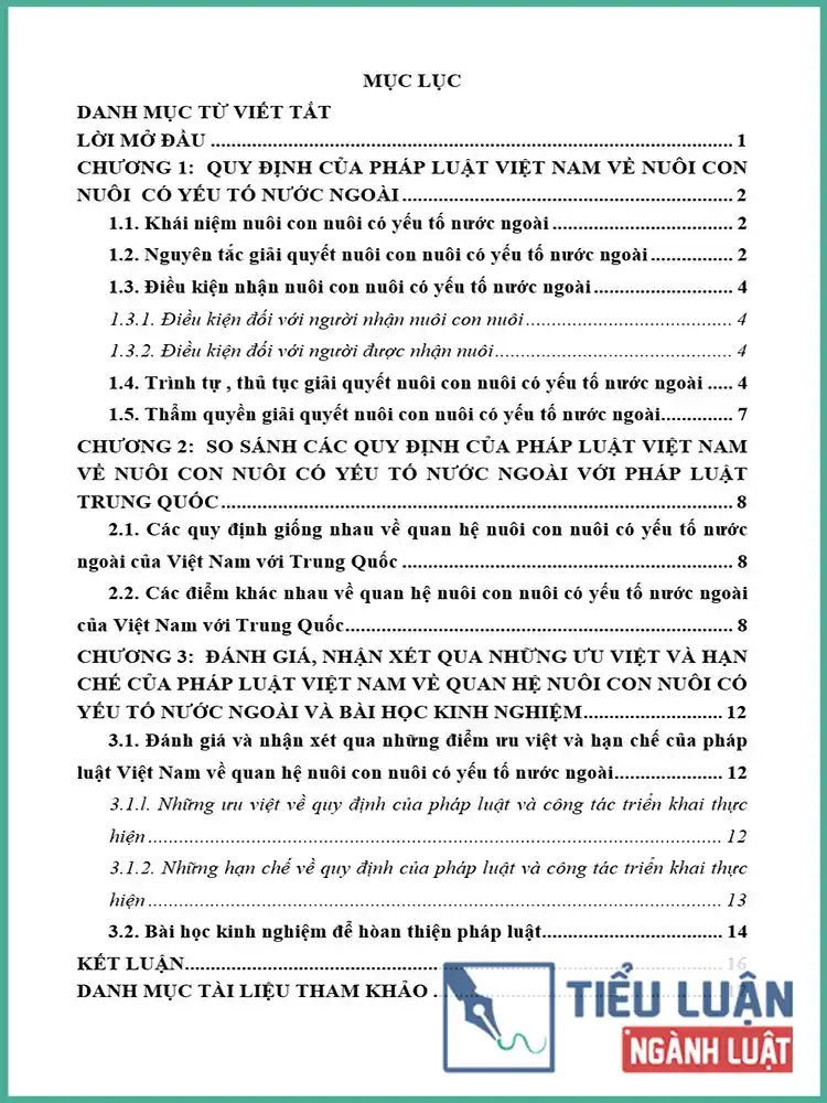 [Tiểu luận 2021] Phân tích các quy định của pháp luật Việt Nam về nuôi con nuôi có yếu tố nước ngoài, so sánh pháp luật nuôi con nuôi có yếu tố nước ngoài của Việt Nam với Trung Quốc