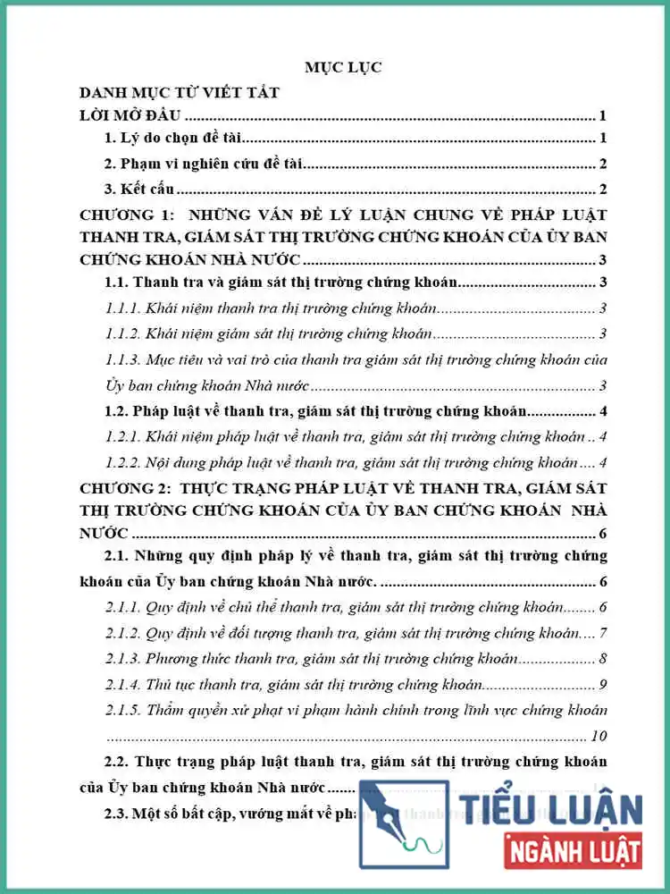 [Tiểu luận 2021] Pháp luật về thanh tra giám sát trên thị trường chứng khoán của Ủy ban Chứng khoán nhà nước - Thực trạng và giải pháp