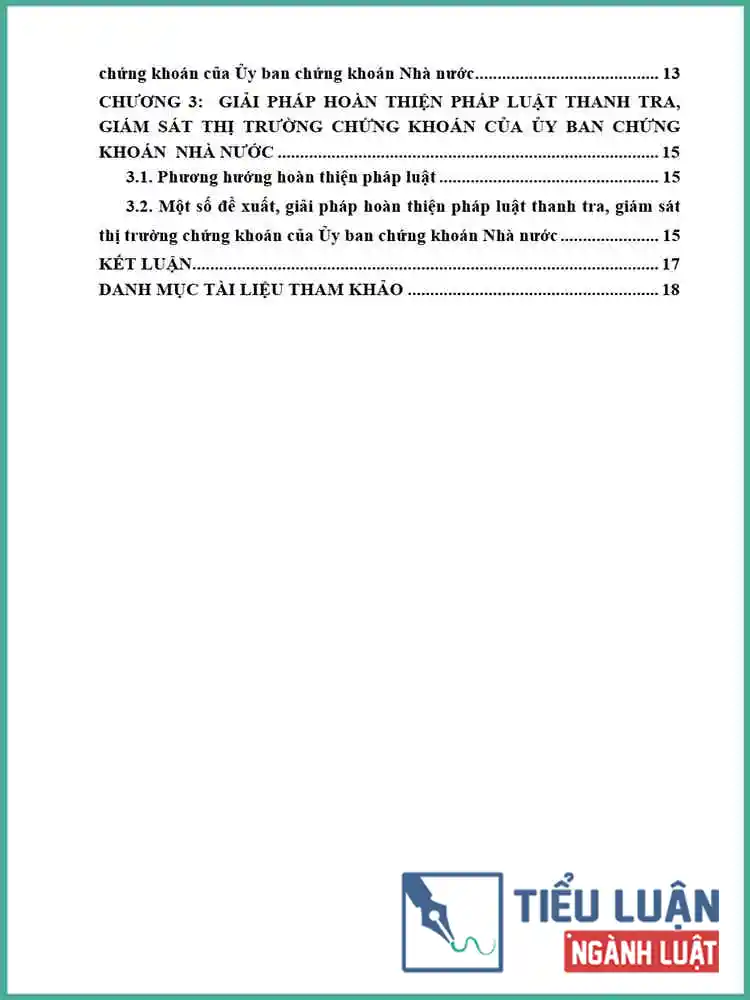 [Tiểu luận 2021] Pháp luật về thanh tra giám sát trên thị trường chứng khoán của Ủy ban Chứng khoán nhà nước - Thực trạng và giải pháp