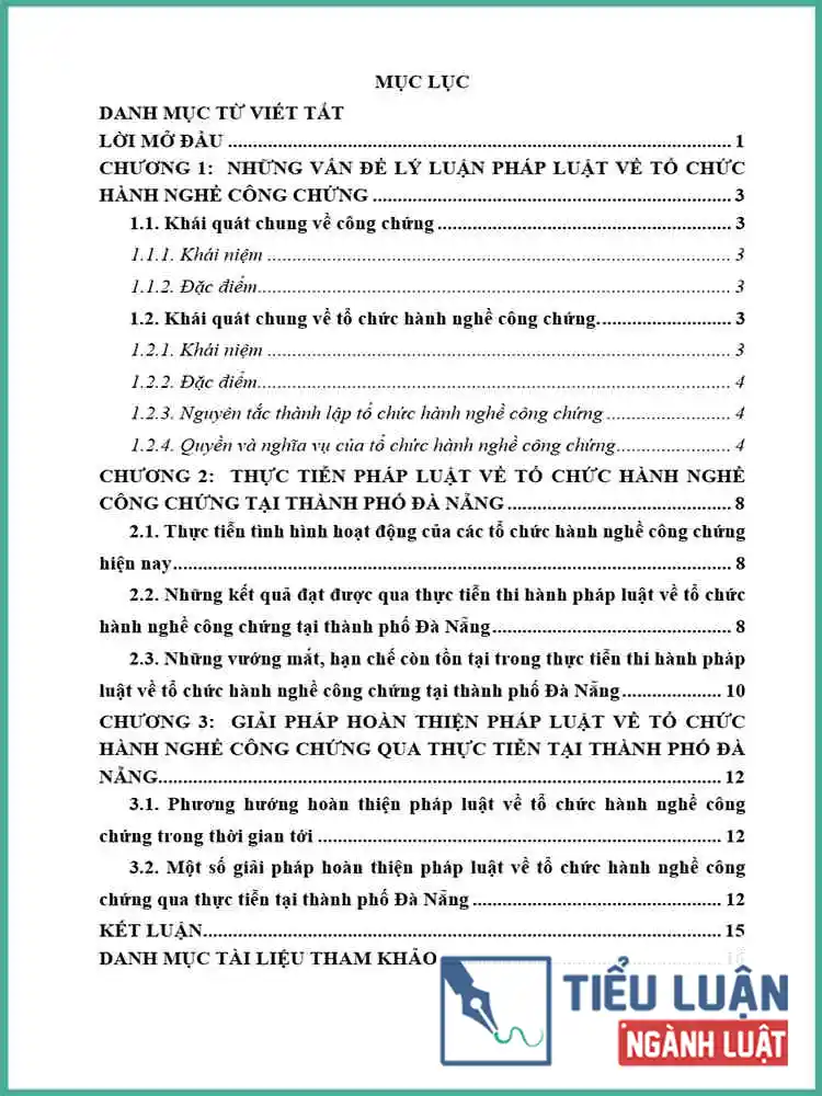 [Tiểu luận 2021] Pháp luật về tổ chức hành nghề công chứng, qua thực tiễn tại thành phố Đà Nẵng