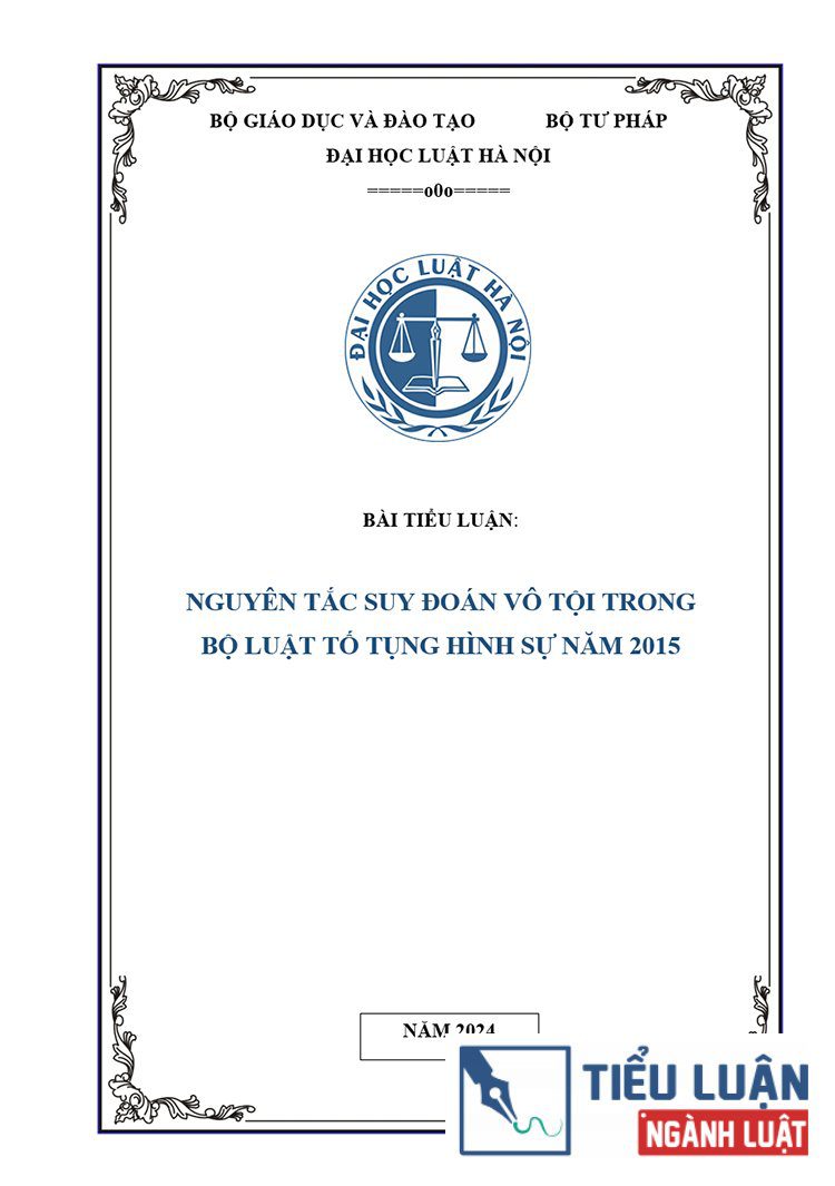[Tiểu luận 2024] Nguyên tắc suy đoán vô tội trong Bộ luật Tố tụng hình sự năm 2015