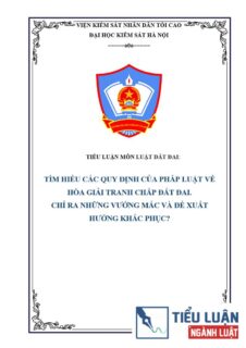 [Tiểu luận 2022] Tìm hiểu các quy định của pháp luật về hòa giải tranh chấp đất đai: Chỉ ra những vướng mắc và đề xuất hướng khắc phục