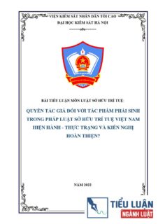 [Tiểu luận 2022] Quyền tác giả đối với tác phẩm phái sinh trong pháp luật sở hữu trí tuệ Việt Nam hiện hành - Thực trạng và kiến nghị hoàn thiện