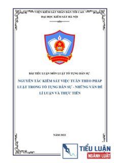 [Tiểu luận 2022] Nguyên tắc kiểm sát việc tuân theo pháp luật trong tố tụng dân sự - Những vấn đề lý luận và thực tiễn