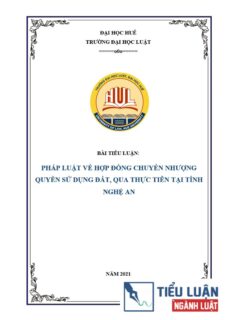 [Tiểu luận 2021] Pháp luật về hợp đồng chuyển nhượng quyền sử dụng đất, qua thực tiễn tại tỉnh Nghệ An