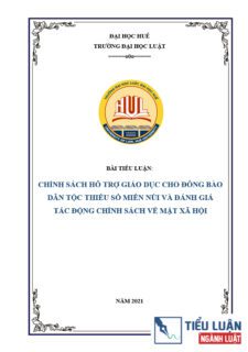 [Tiểu luận 2021] Chính sách hỗ trợ giáo dục cho đồng bào dân tộc thiểu số miền núi và đánh giá tác động chính sách về mặt xã hội