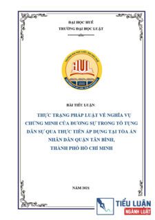 [Tiểu luận 2021] Thực trạng pháp luật về nghĩa vụ chứng minh của đương sự trong tố tụng dân sự qua thực tiễn áp dụng tại Tòa án nhân dân quận Tân Bình, Thành phố Hồ Chí Minh