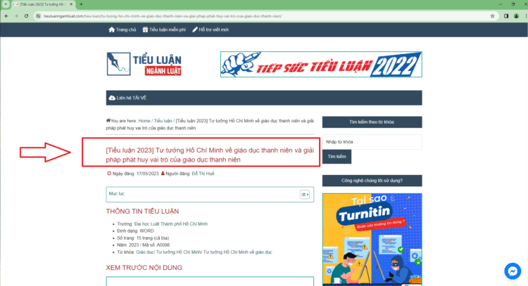 Hướng dẫn tải tài liệu tại tieuluannganhluat.com