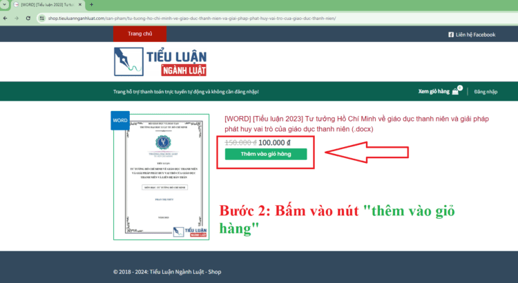 Bước 2: Bấm vào nút thêm giỏ hàng