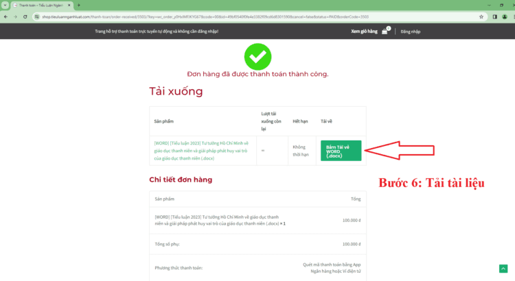 Bước 6: Tải tài liệu về máy