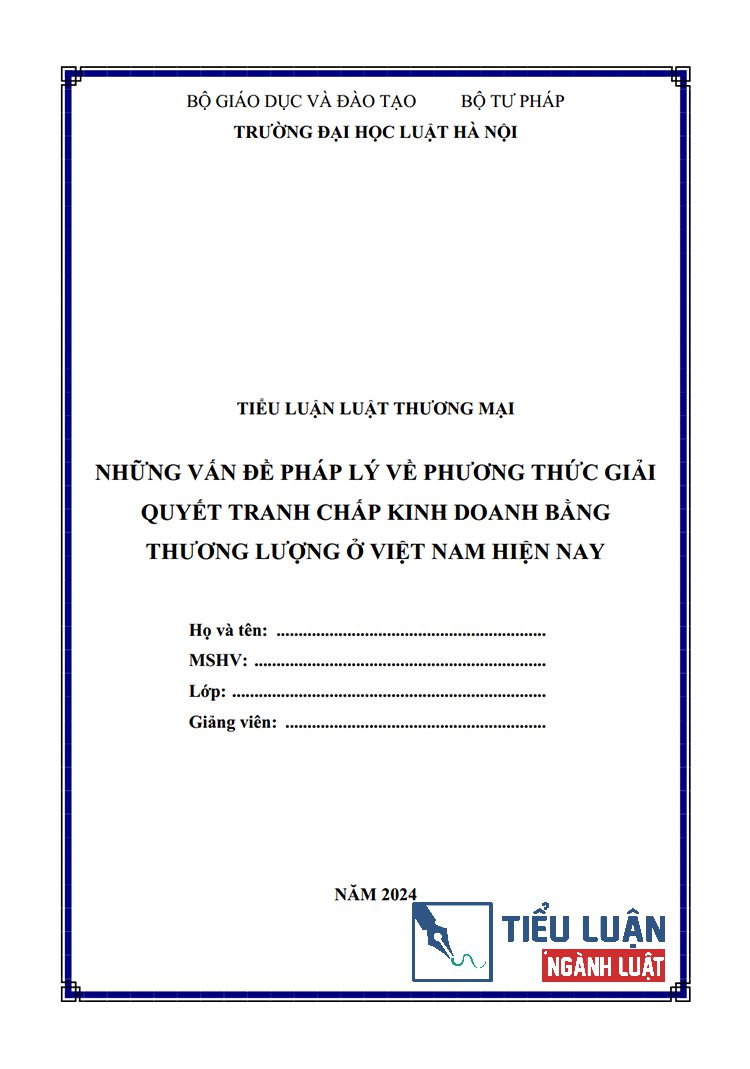 nhung van de phap ly ve phuong thuc giai quyet tranh chap kinh doanh bang thuong luong 1