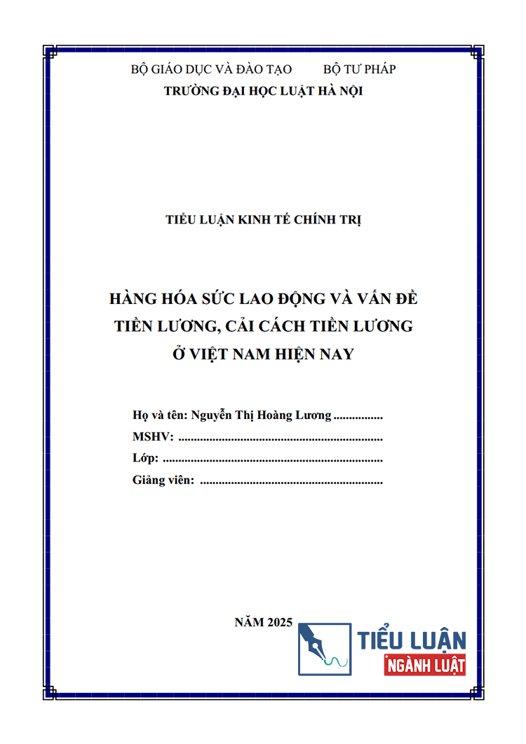  [Tiểu luận 2025] Hàng hóa sức lao động và vấn đề tiền lương, cải cách tiền lương ở Việt Nam hiện nay