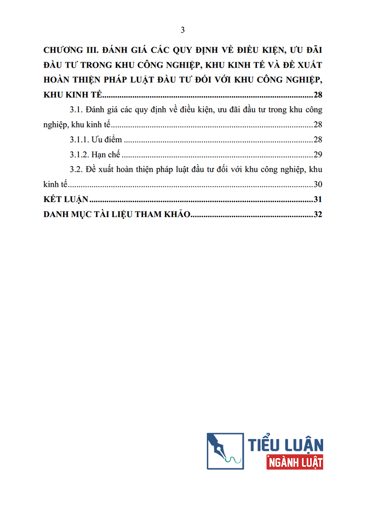 phan tich cac dieu kien va uu dai dau tu trong khu cong nghiep khu kinh te 3