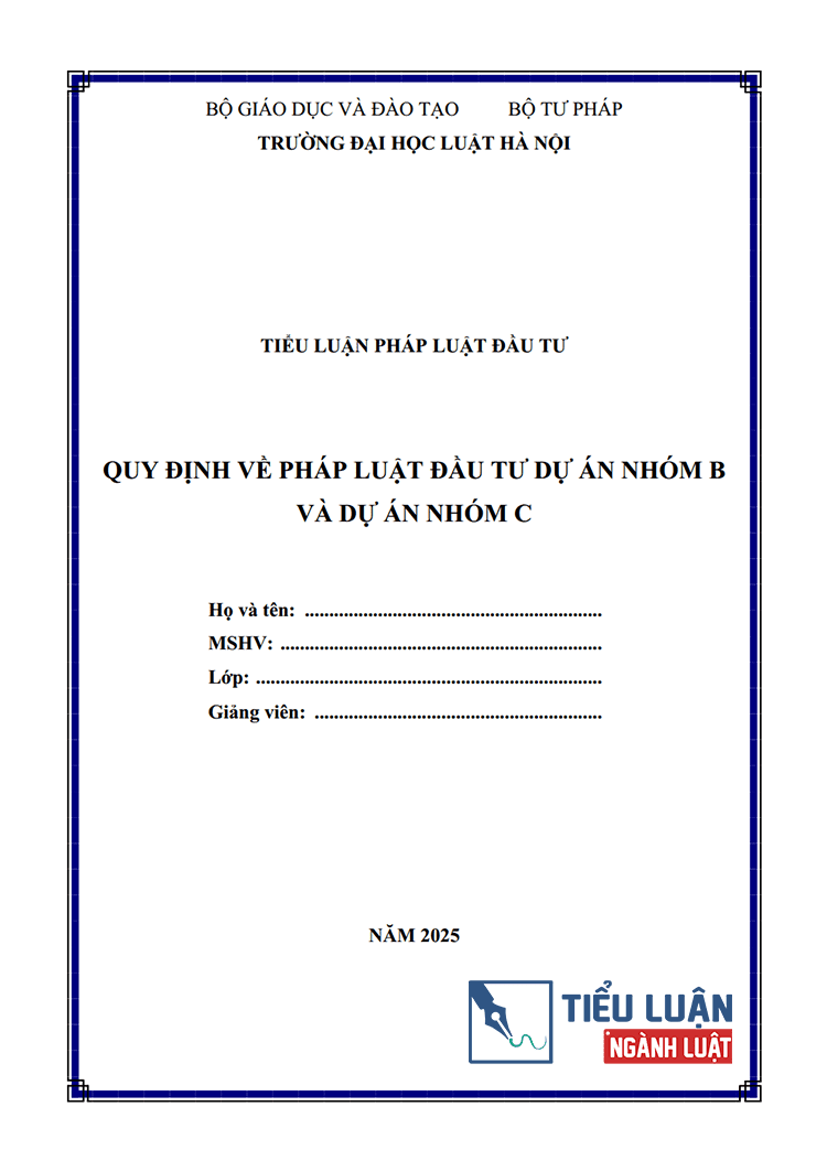 quy dinh ve phap luat dau tu du an nhom b va du an nhom c 1