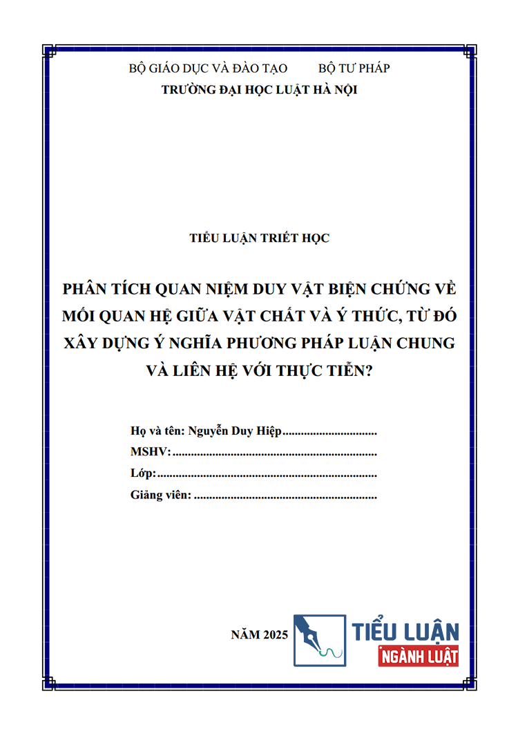 phan tich quan niem duy vat bien chung ve moi quan he giua vat chat va y thuc tu do xay dung y nghia phuong phap luan chung 1