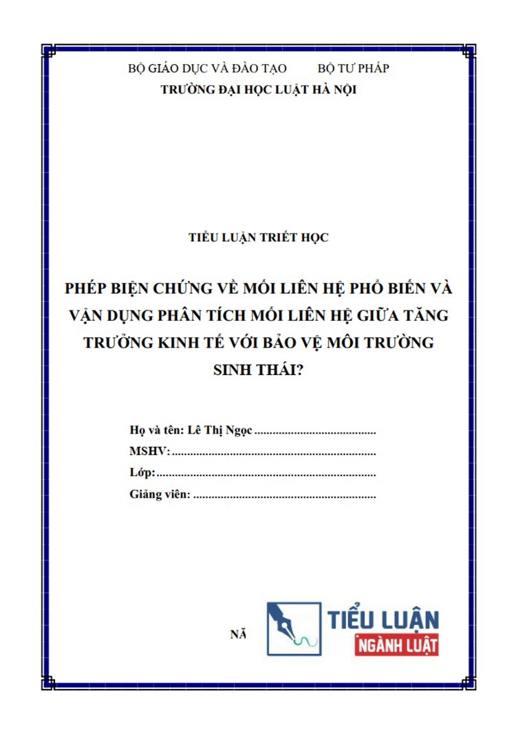 phep bien chung ve moi lien he pho bien va van dung lien he giua tang truong kinh te voi bao ve moi truong bai 16 1