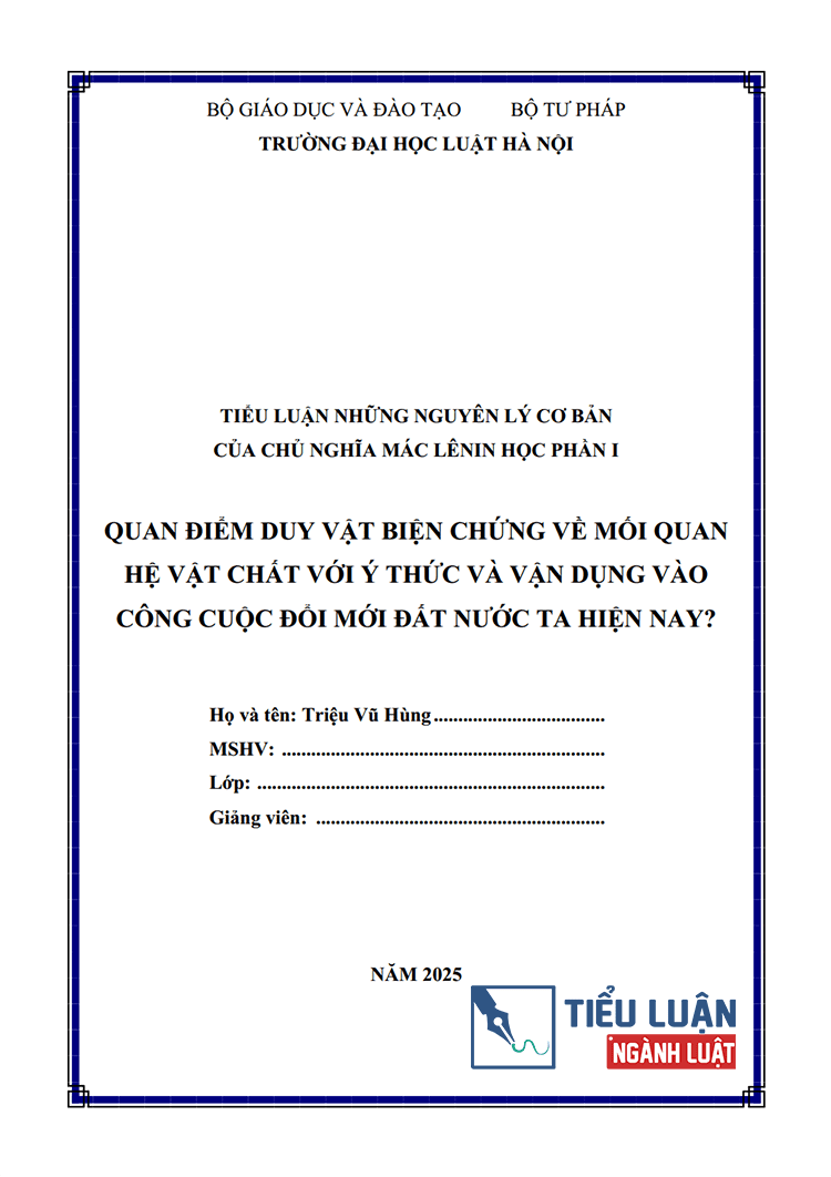 quan diem duy vat bien chung ve moi quan he giua vat chat voi y thuc va van dung doi moi bai 10 1