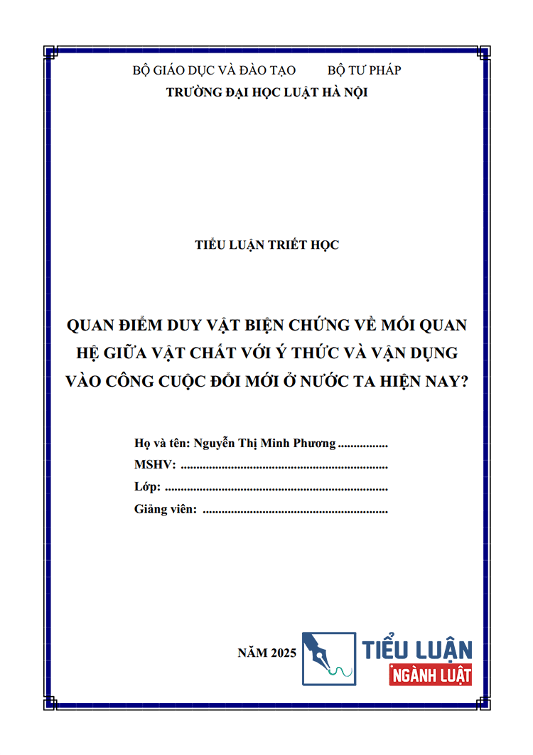 quan diem duy vat bien chung ve moi quan he giua vat chat voi y thuc va van dung doi moi bai 14 1