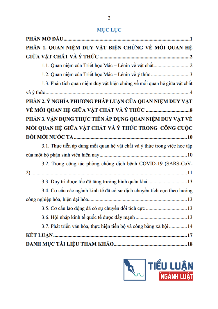 quan diem duy vat bien chung ve moi quan he giua vat chat voi y thuc va van dung doi moi bai 14 2