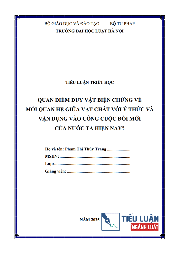 quan diem duy vat bien chung ve moi quan he giua vat chat voi y thuc va van dung vao cong cuoc doi moi bai 16 1