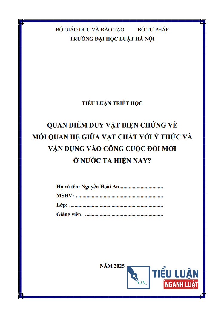 quan diem duy vat bien chung ve moi quan he giua vat chat voi y thuc va van dung vao cong cuoc doi moi bai 8 1